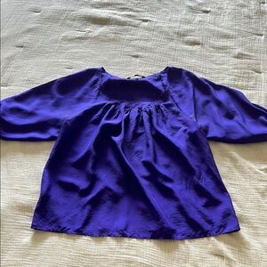 Express Purple Relaxed Blouse with Bib Collar